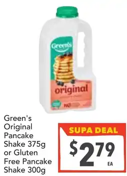 Supa Valu Green's Original Pancake Shake or Gluten Free Pancake Shake offer