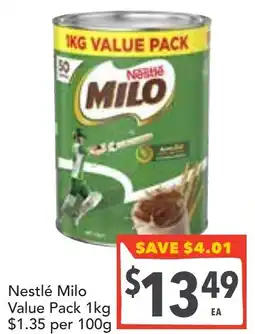 Supa Valu Nestlé Milo Value Pack offer