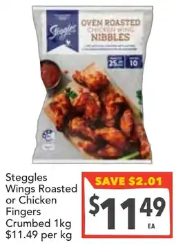 Supa Valu Steggles Wings Roasted or Chicken Fingers Crumbed offer