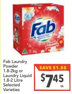 Supa Valu Fab Laundry Powder or Laundry Liquid Selected Varieties offer