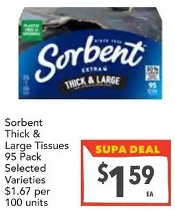 Supa Valu Sorbent Thick & Large Tissues elected Varieties offer