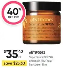 Healthy Life Antipodes Supernatural SPF50+ Ceramide Silk Facial Sunscreen offer