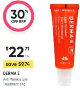 Healthy Life DERMA E Anti Wrinkle Eye Treatment offer