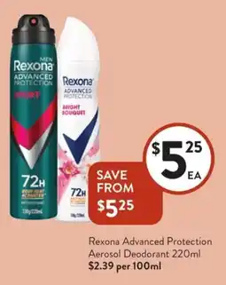 Foodworks Rexona advanced protection aerosol deodorant offer