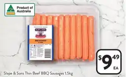 Foodworks Slape & sons thin beef bbq sausages offer