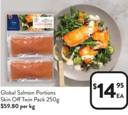Foodworks Global salmon portions skin off twin pack offer