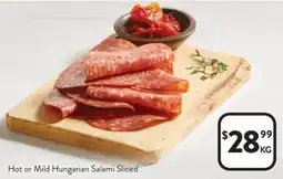 Foodworks Hot or mild hungarian salami sliced offer