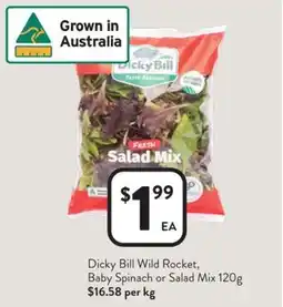 Foodworks Dicky bill wild rocket, baby spinach or salad mix offer