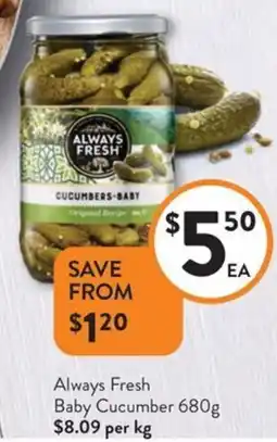 Foodworks Always fresh baby cucumber offer