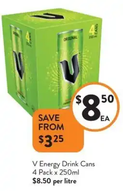 Foodworks V energy drink cans offer