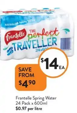 Foodworks Frantelle spring water offer