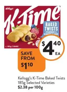 Foodworks Kellogg's k-time baked twists offer