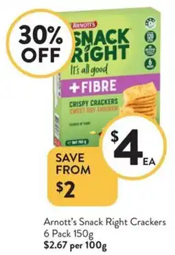 Foodworks Arnott's snack right crackers offer
