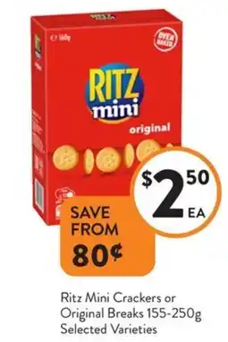 Foodworks Ritz mini crackers or original breaks offer