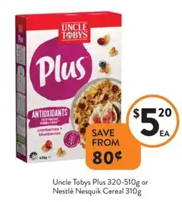Foodworks Uncle tobys plus or nestlé nesquik cereal offer