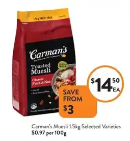 Foodworks Carman's Muesli offer