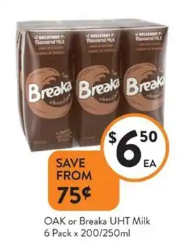 Foodworks OAK or Breaka UHT Milk offer