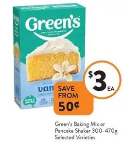 Foodworks Green's baking mix or pancake shaker offer