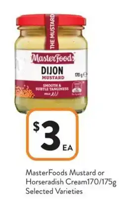Foodworks MasterFoods Mustard or Horseradish Cream offer