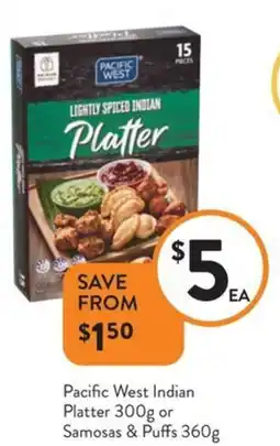 Foodworks Pacific West Indian Platter or Samosas & Puffs offer