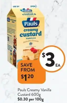 Foodworks Pauls creamy vanilla custard offer