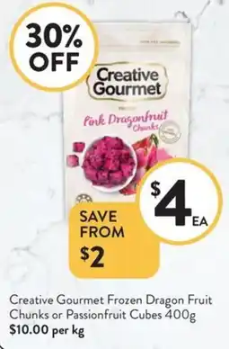 Foodworks Creative gourmet frozen dragon fruit chunks or passionfruit cubes offer