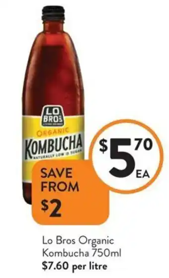 Foodworks Lo bros organic kombucha offer