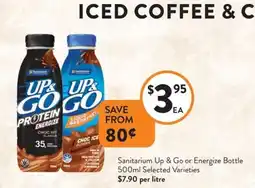 Foodworks Sanitarium up & go or energize bottle offer