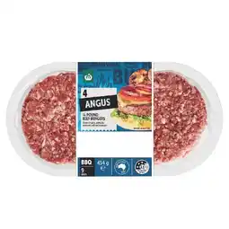 Woolworths Woolworths Australian Angus Beef Burgers 454g Pk 4 offer