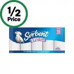 Woolworths Sorbent Toilet Paper Pk 10 offer