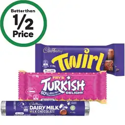 Woolworths Cadbury Medium Bars 30-55g offer