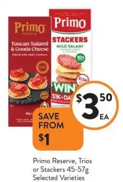 Foodworks Primo Reserve, Trios or Stackers offer