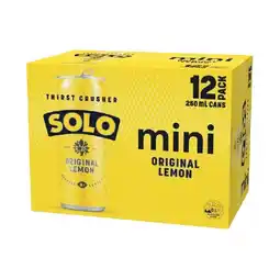 Woolworths Pepsi Max, Schweppes Lemonade or Solo Soft Drink Varieties 12 x 250ml offer