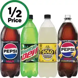 Woolworths Pepsi, Solo, Sunkist or Mountain Dew Soft Drink Varieties 1.25 Litre offer