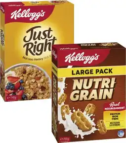 Coles Kellogg's Nutri Grain 765g or Just Right Cereal 740g offer