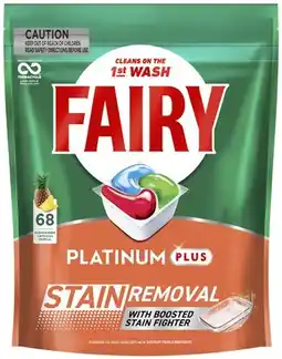 Coles Fairy Platinum Plus Stain Remover Dishwashing Tablets 68 Pack offer