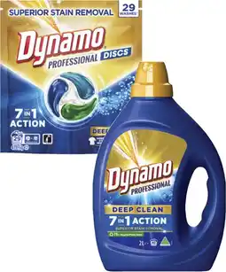 Coles Dynamo Professional Laundry Liquid 2 Litre or Capsules 29 Pack offer