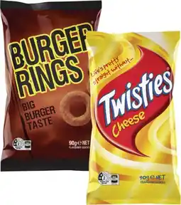 Coles Twisties, Burger Rings or Cheetos 65g-90g offer