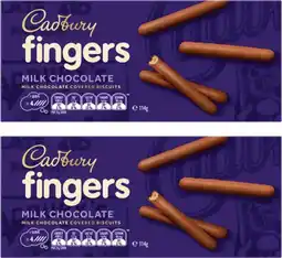 Coles Cadbury Milk Chocolate Fingers 114g offer