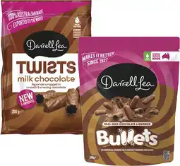 Coles Darrell Lea Bullets or Choc Twists 150g-204g offer