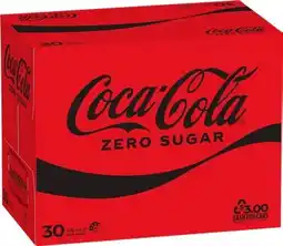 Coles Coca-Cola Zero Sugar Soft Drink 30x375mL offer