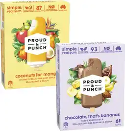 Coles Proud & Punch Frozen Dessert Sticks 6 Pack 420mL-450mL offer