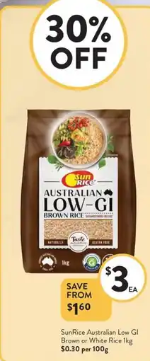 Foodworks Sunrice australian low gl brown or white rice offer
