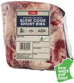 Coles Coles Australian No Added Hormones Beef Slow Cook Short Ribs offer