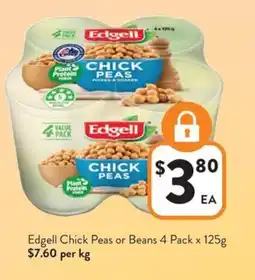 Foodworks Edgell chick peas or beans offer