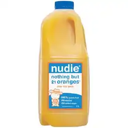 Woolworths Nudie Nothing But Oranges Pulp Free Juice 2 Litre offer