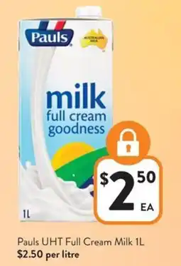 Foodworks Pauls uht full cream milk offer