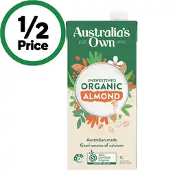 Woolworths Australia’s Own Unsweetened Organic Almond Milk 1 Litre offer