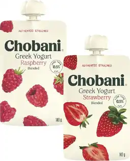 Coles Chobani Greek Yogurt Pouch 140g offer