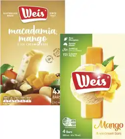 Coles Weis Frozen Dessert Bars 4 Pack-6 Pack 264mL-280mL offer